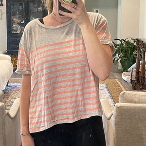pink + gray striped tee